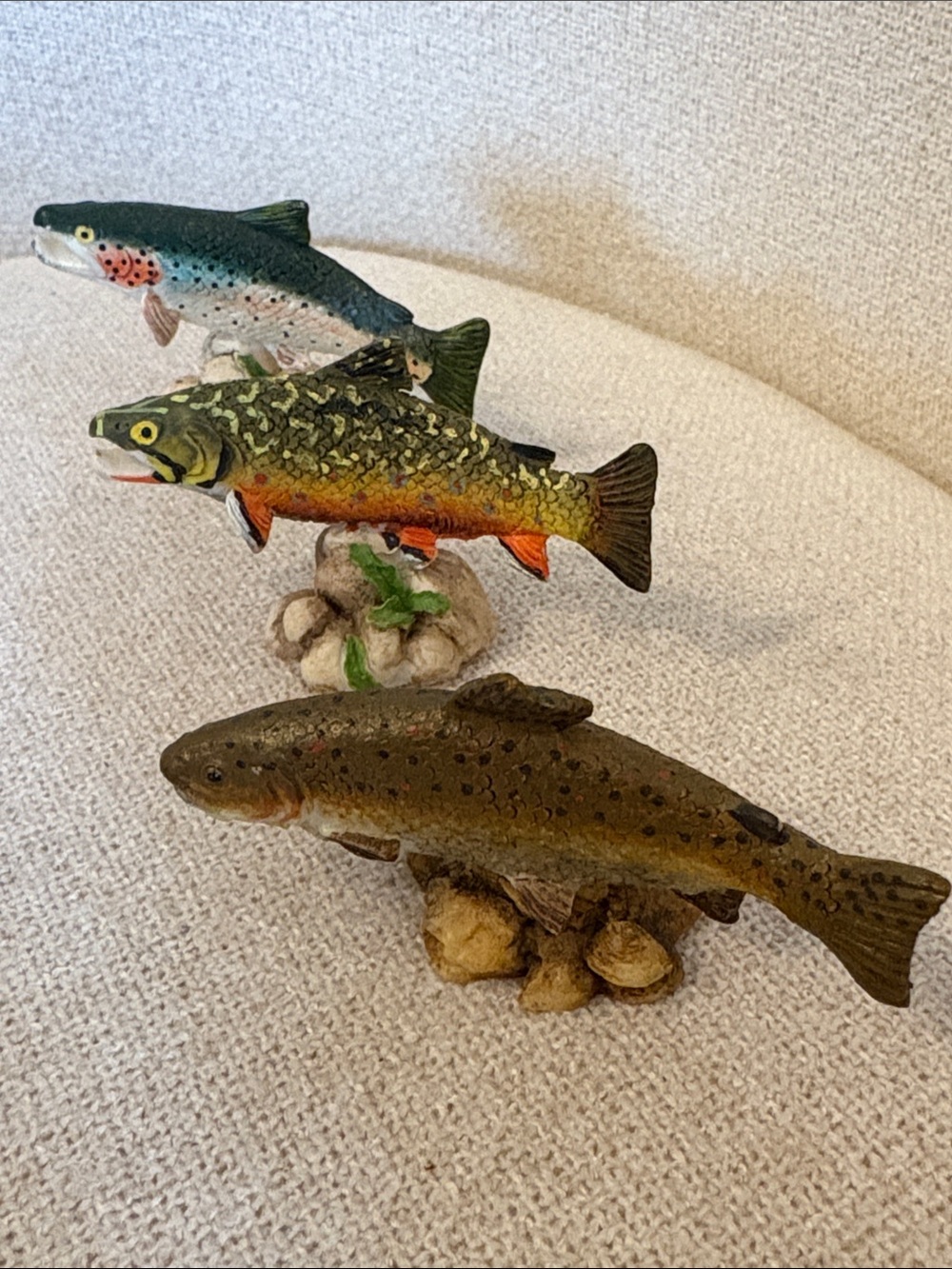 Vintage land and sea collectibles Realistic Fish Figurines - Multicolor Set of 3
